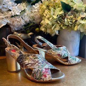 JHAY Floral Peeptoe Slingback Heels